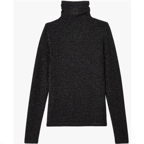 Club Monaco Lurex Metallic Julie Turtleneck - Black - Large - Slim Fit - Sleek! - Picture 10 of 10
